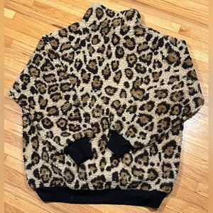 Express Leopard Print Fleece Jacket